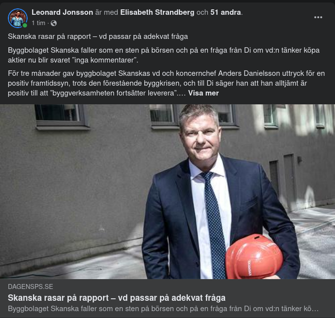 Börsrasande Skanska Med Skrattande VD