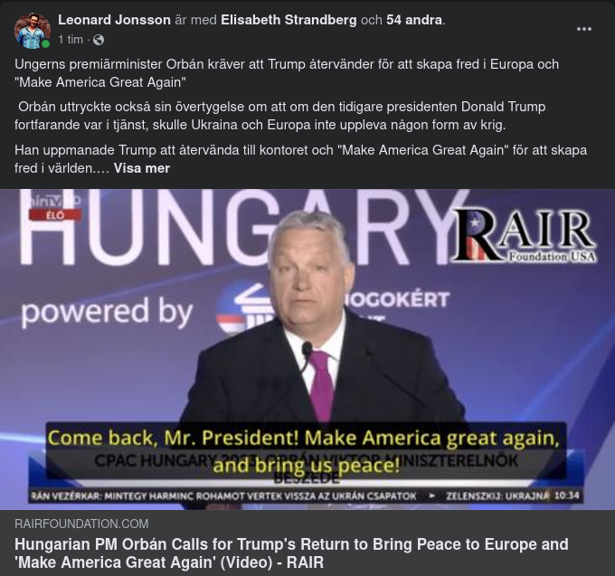 Orbán Kräver Trumps Återkomst