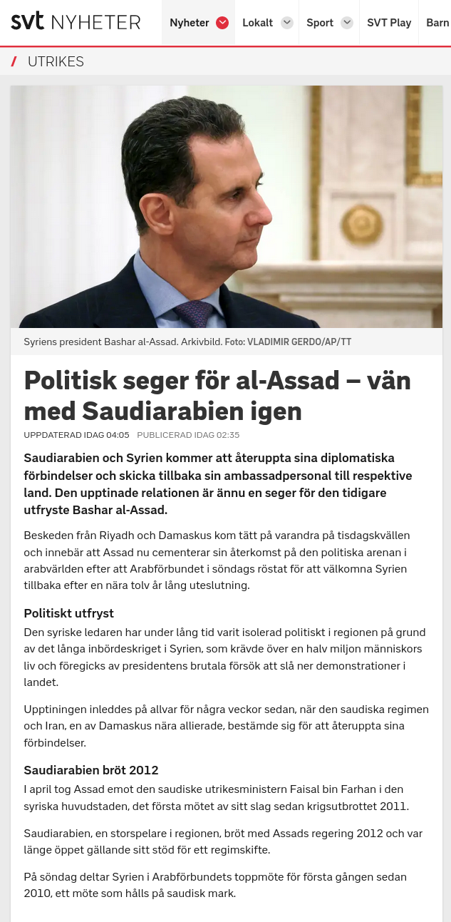 Saudiarabien & Syrien Åter Diplomatvänner