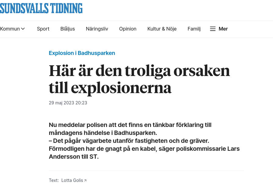 Polisiärt Tänkbar Explosionsförklaring