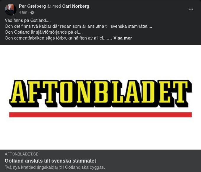 Två Nya Kraftledningskablar Mellan Gotland & Svenska Stamnätet