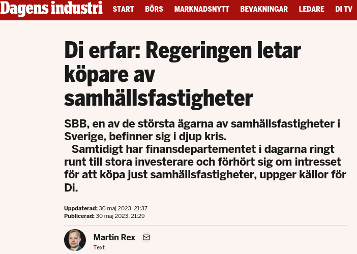 Regeringen Letar Samhällsfastighetsköpare