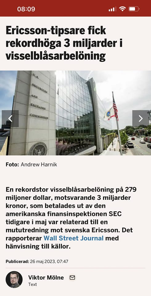 Belönad visselblåsare