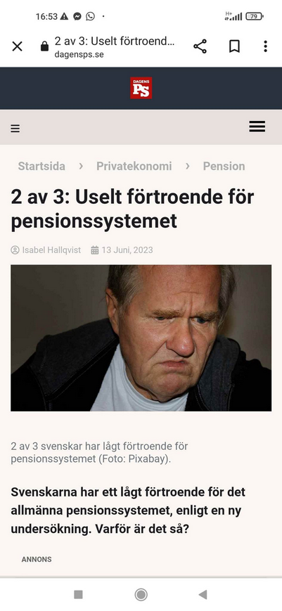 Uselt Pensionssystemsförtroende
