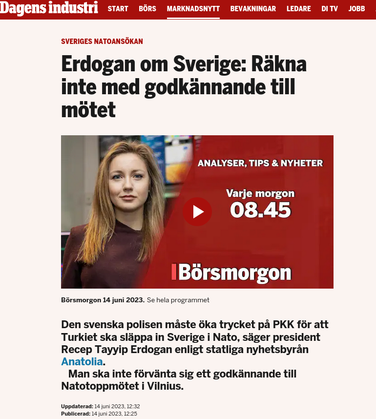 Erdoğan Vill Se Ökat Svenskt Polistryck