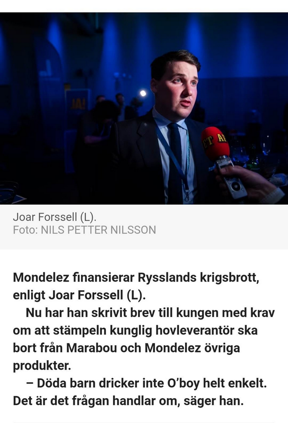 Kungabrevsskrivande Mondelezkritisk Joar Forssell