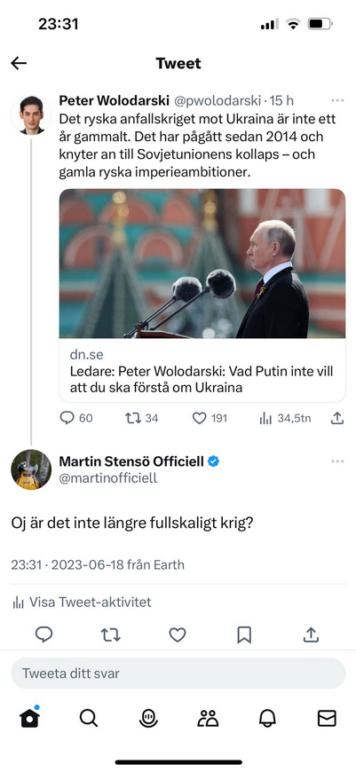 Från Fullskaligt Invasionskrig Till Anfallskrig I DN