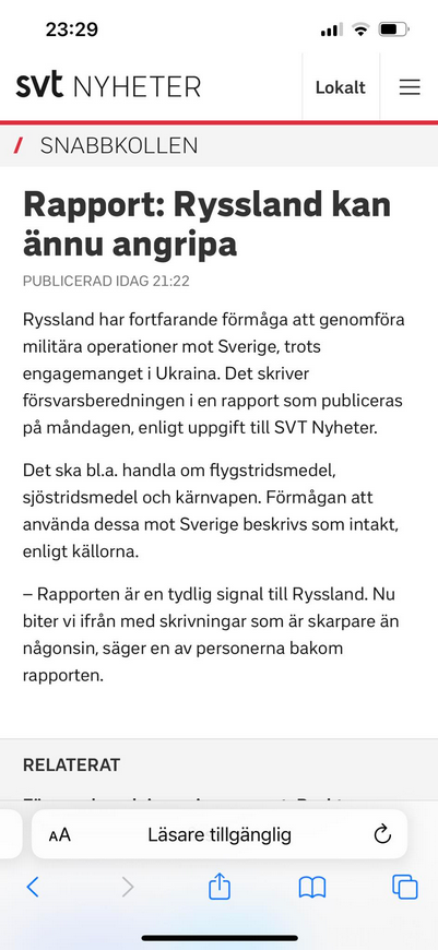 Ryssbitande Svenska Skrivningar Från Försvarsberedningen
