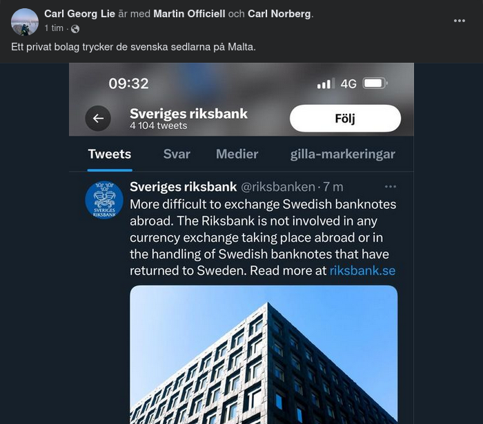 Oinvolverad  Riksbank