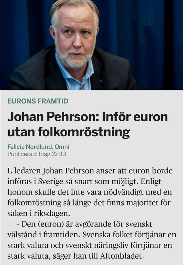 Korv-Johan Vill Ha Euro Utan Folkomröstning