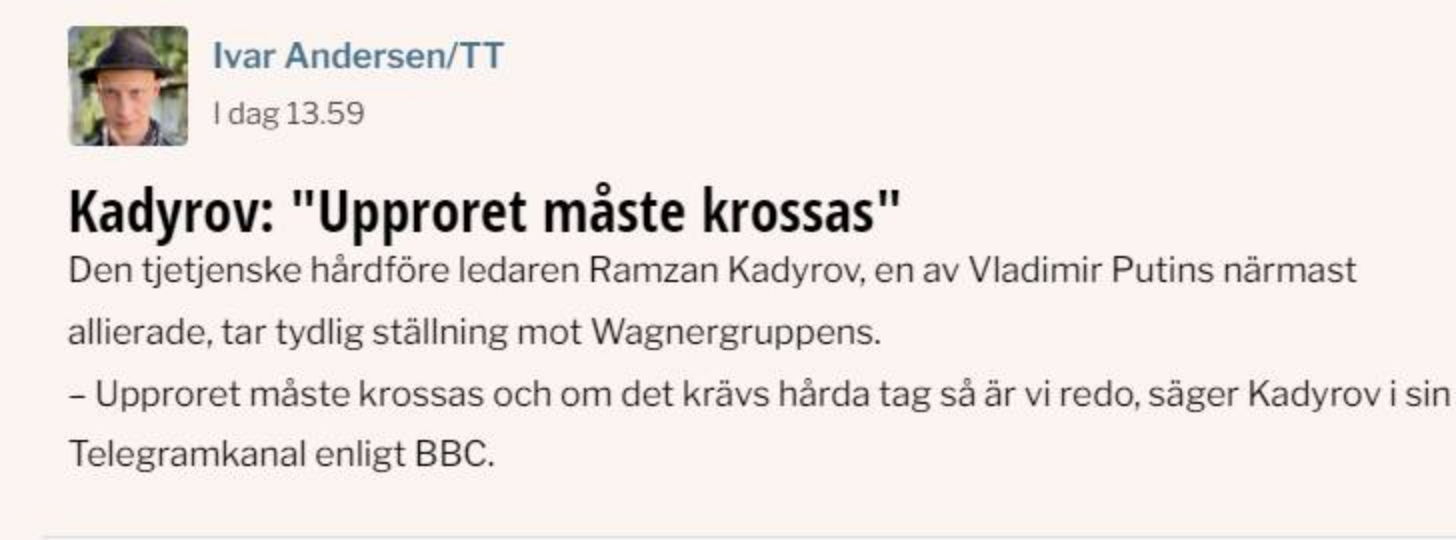 Kadyrov & DI Om Wagnerdebaclet