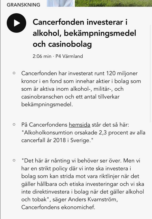 Cancerfondsinvesteringar