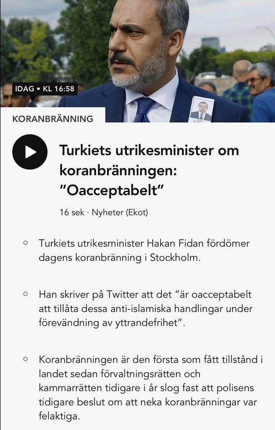 Oacceptabel Koranbränning För Turkiet