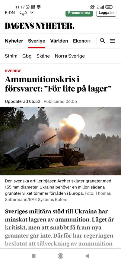 Krisig Försvarammunitionslagernivå