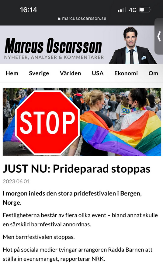 Stoppad Barnpridefestival I Bergen