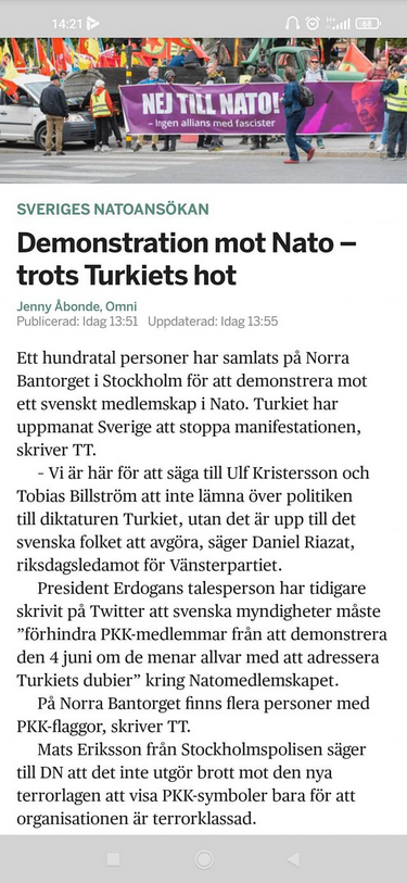 Stockholmsdemonstration & Hotfullt Turkiet