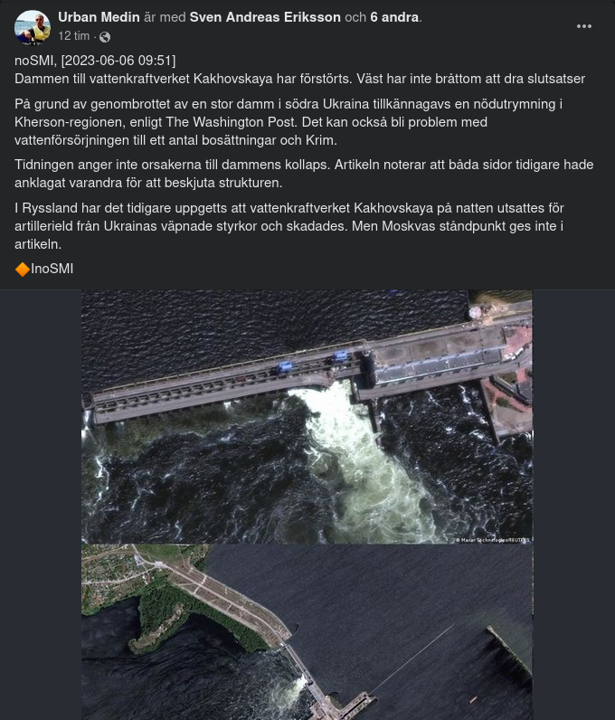 Vattenkraftverksdamm Förstörd I Ukraina