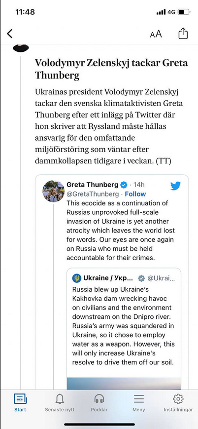 Zelensky Tackar Greta