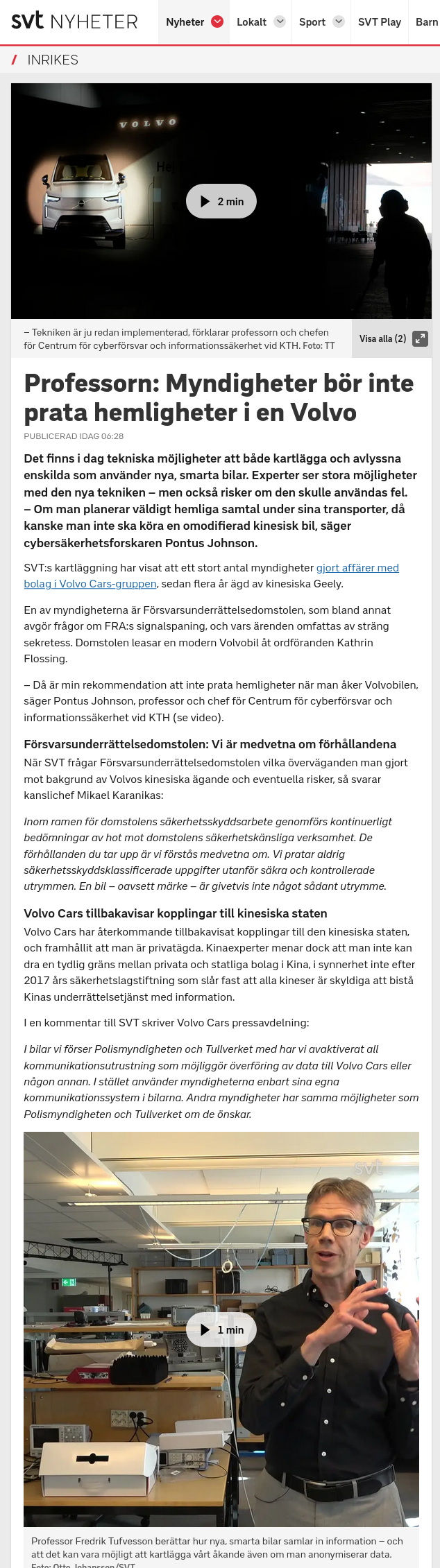 Inget Hemlighetspratande I Volvo