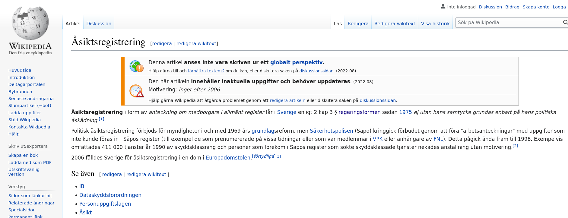 Åsiktsregistrering Enligt Svensk Lag