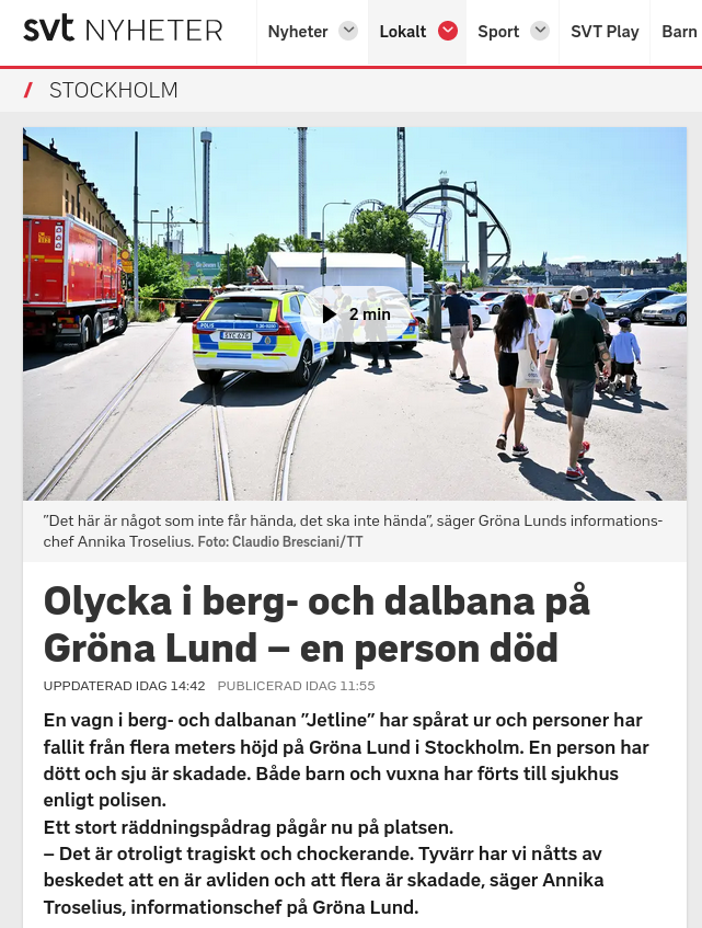 Dödsolycka På Gröna Lund