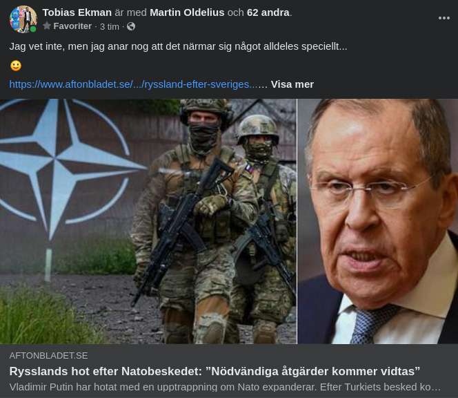 Ryssland Hotar Efter Natobesked Enligt Aftonslasket