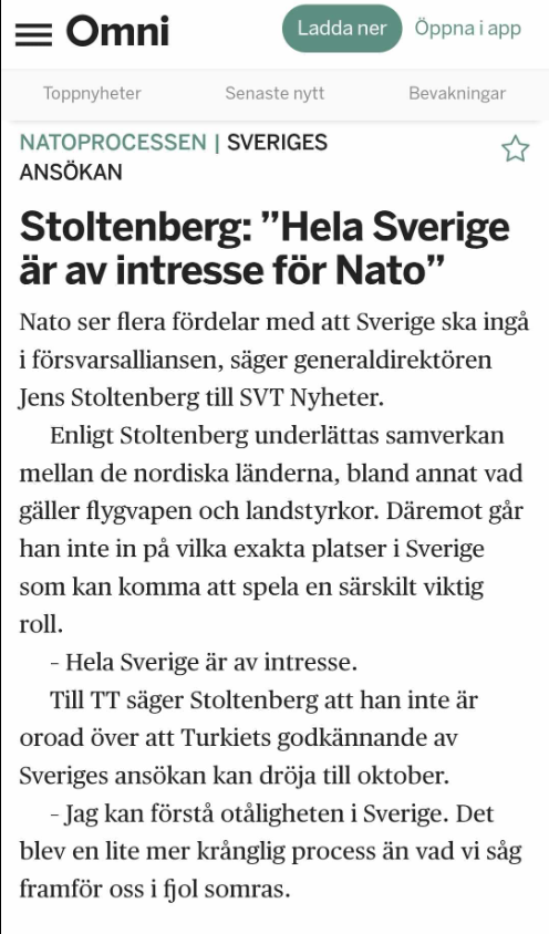 Helsvenskt Natointresse