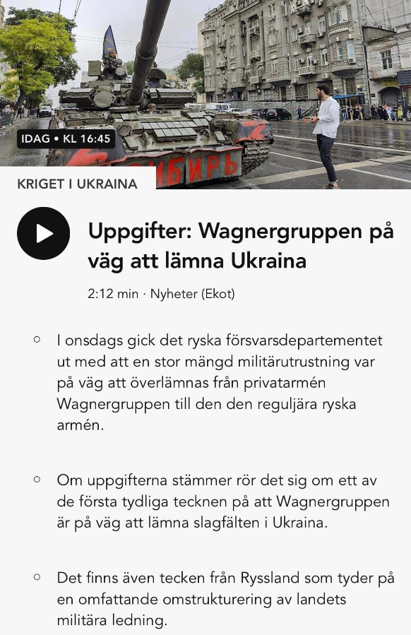 Wagnergruppen Överlämnar Militärutrustning