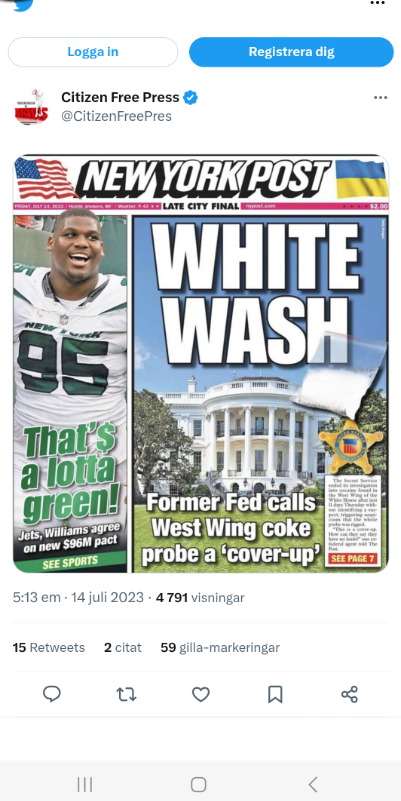 Vittvättat Kokain I Vita Huset