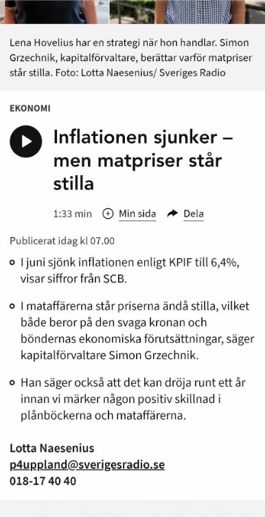 Inflation & Matpriser