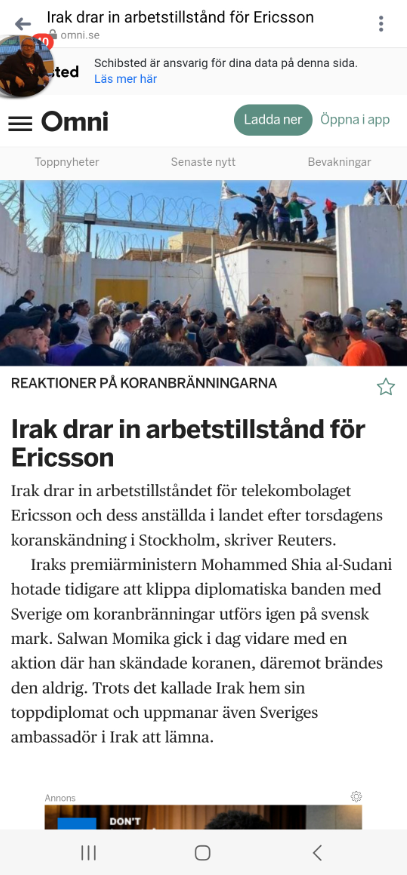 Indraget Arbetstillstånd För Ericsson I Irak