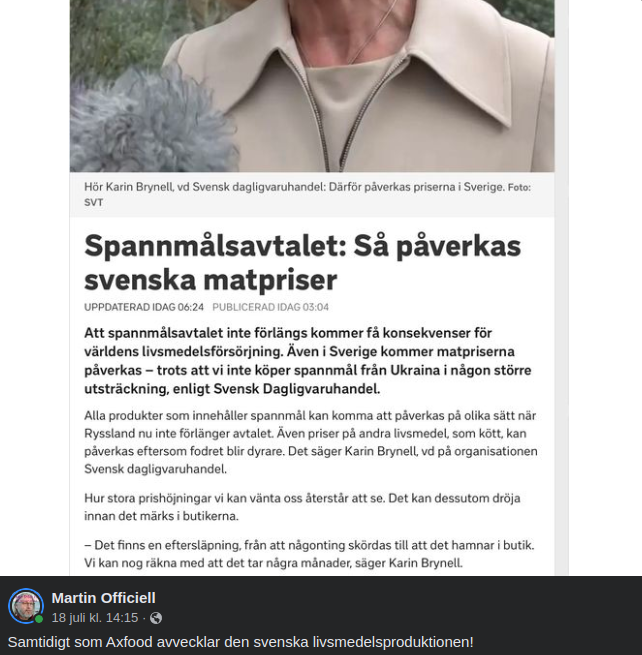 Spannmålsavtal & Svenska Matpriser