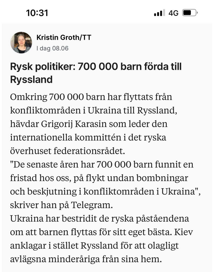 700 000 Barn Till Ryssland Från Ukraina