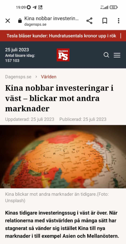 Västinvesteringsnobbande Kina