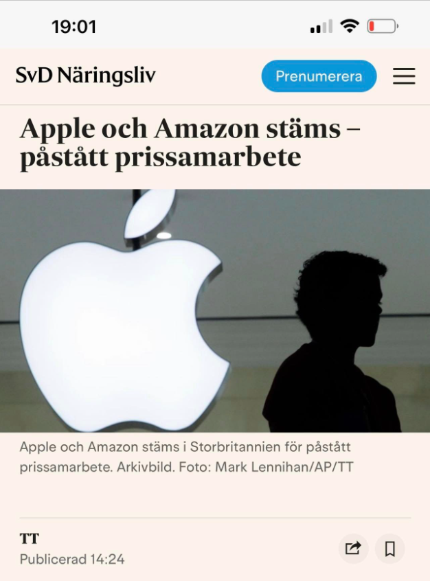 Apple & Amazon Stämda För Prissamarbete