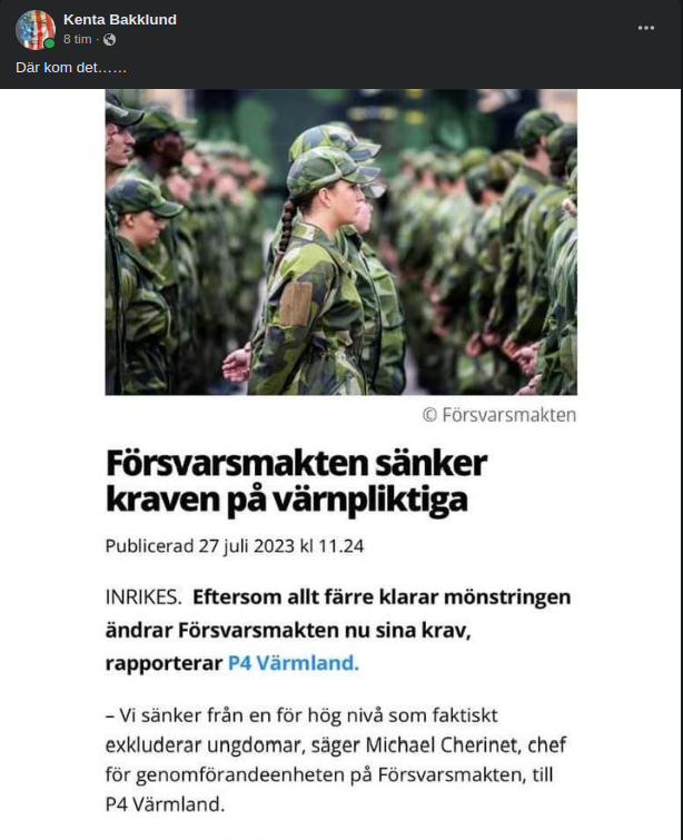 Sänkta Värnpliktskrav