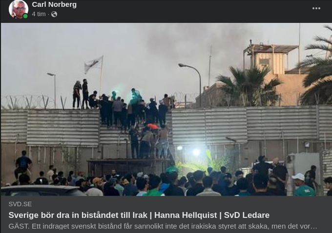 Irakbiståndsindragningskrav I SvD