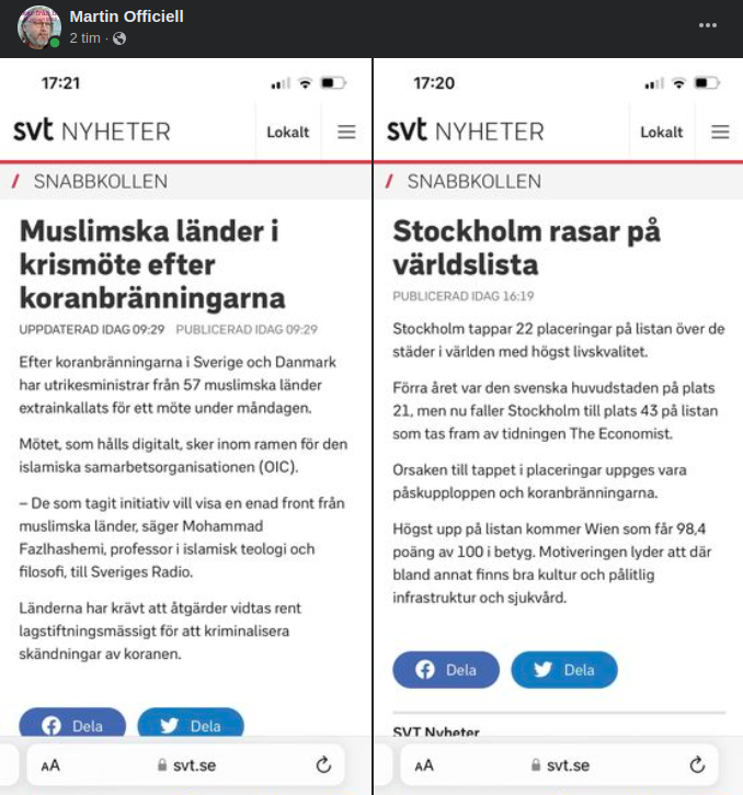 Muslimska Krismöten & Stockholmsras På Världslistan