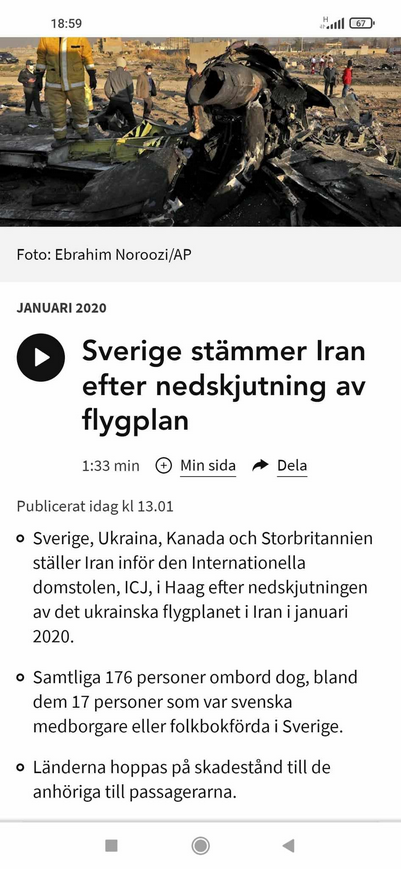 Iran Ställs Inför ICJ För Flygplansnedskjutning