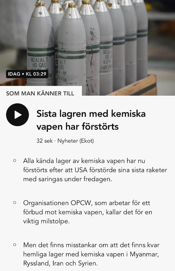 Sista Kända Amerikanska Lager Av Kemiska Vapen Förstörda