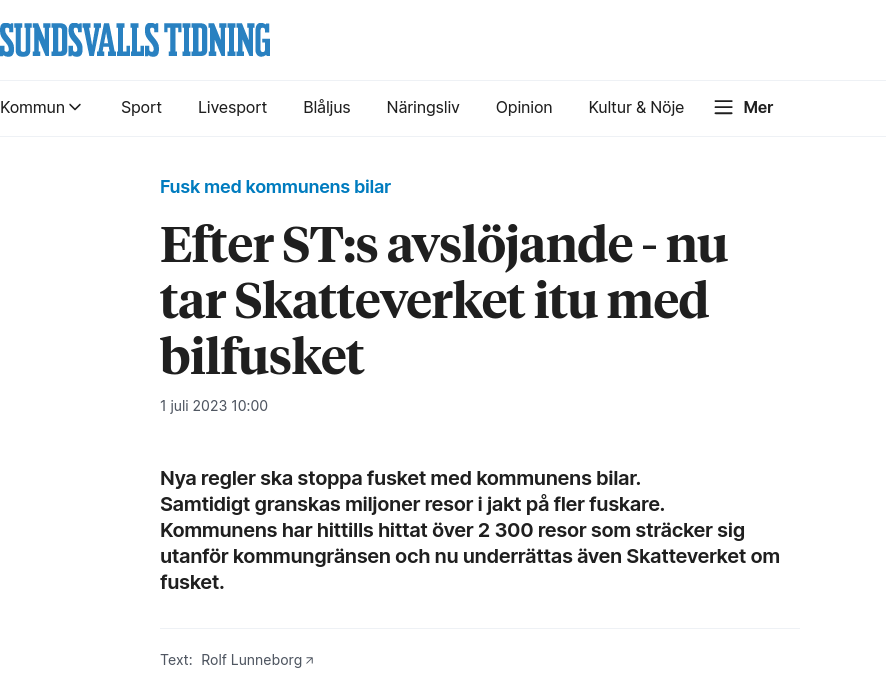 Skatteverket Inkopplat På Kommunalt Bilresande