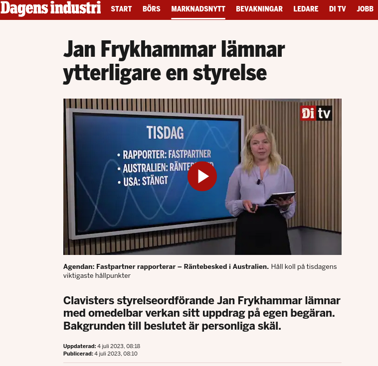 Jan Frykhammar Lämnar Styrelser