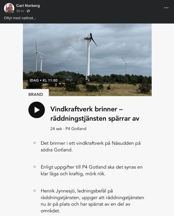 Brinnande Öländskt Vindkraftverk
