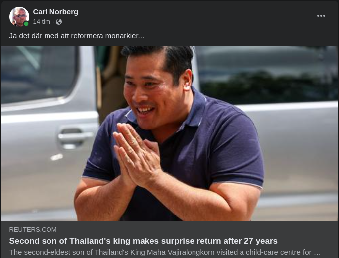 Thailändsk Kungason Åter Efter 27 År