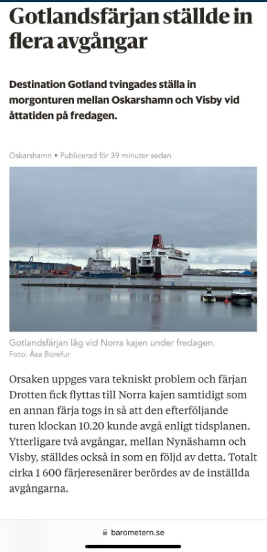 Flera Gotlandsavgångar Inställda