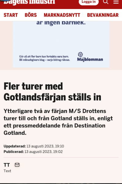 Fler Inställda Gotlandsturer
