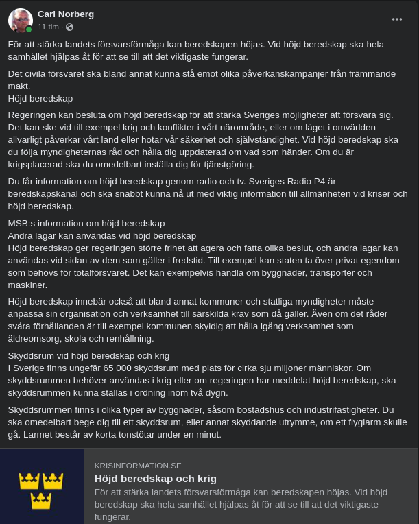 Höjd Beredskap & Krig