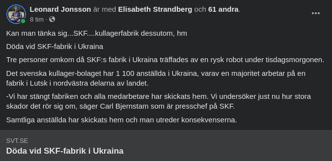 Robotträffad SKF-Fabrik I Ukraina