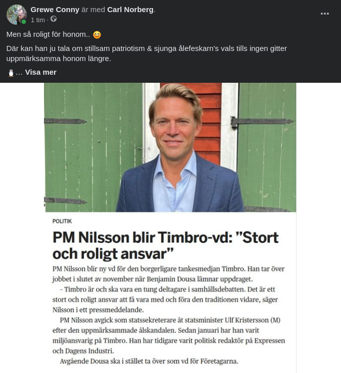 Ålfiskare PM Nilsson Ny Timbro-VD