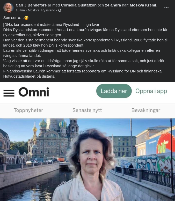 Sista Permanentboende Svenska Presstituerade Lämnar Ryssland